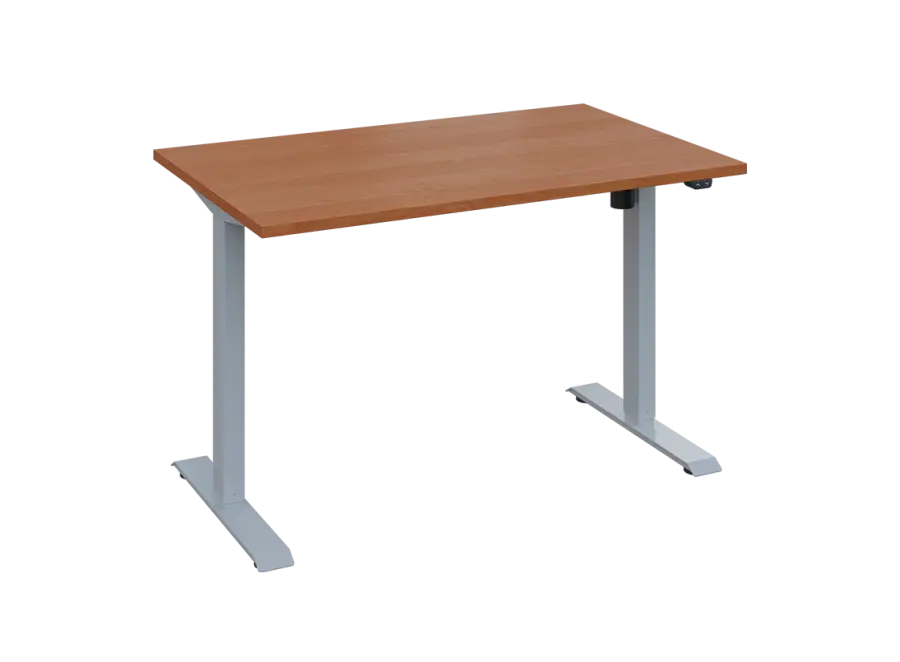 Flexi 28-12 výškově nastavitelný stůl, kovová podnož stříbrná, deska 25 mm, široký 1200 mm, olše jantar